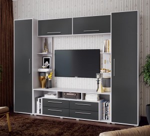 Гостиная Гармония МДФ (Миф) Графит Софт/Белый